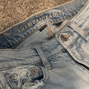 American Eagle Outfitters Women's Distressed Light Blue straight Jeans